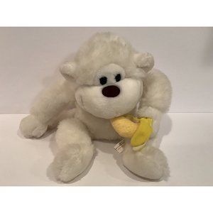 Vintage Prestige Toy Corp Plush White Monkey with Yellow Banana 1988